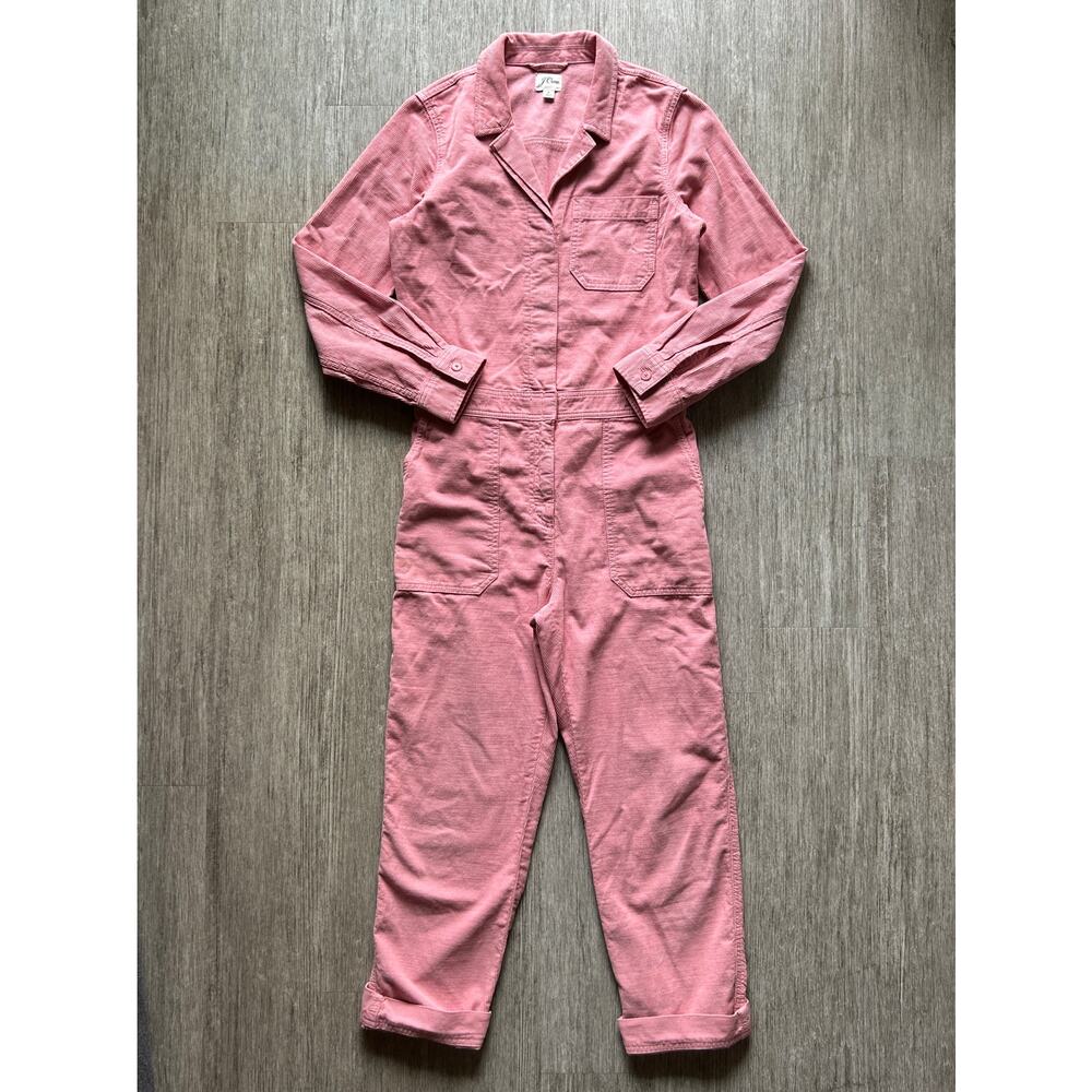 J. Crew Pink Corduroy Long Sleeve Full-Length Relaxed Fit Cotton Jumpsuit Size 4